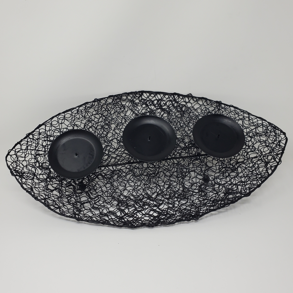 MCM Candle Holder Bowl with wire mesh freeform design Large 3 Candle Holder